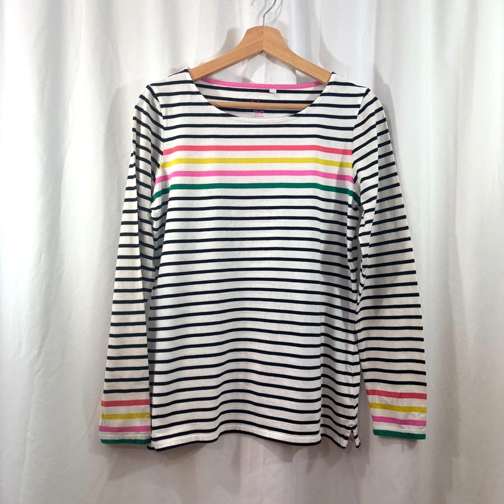 Boden Long Sleeve Breton Shirt Colorful Stripes Size 10- 100% Cotton
